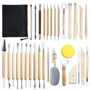 xiaowanwan 32 Pi&egrave;ces Outils Poterie,Outils Sculpture Argile,Outils Modelage Ceramique pour Art de Gaufrage ou DIY Sculpture (Ensemble 2) (Xwanwan Trading, neuf)