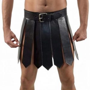 RUIXIA Jupe de Gladiateur Armure de Cuisse M&eacute;di&eacute;vale en Faux Cuir avec Ceinture Costume de Gladiateur Jupe R&eacute;tro Viking Romaine pour Homme pour Halloween D&eacute;guisement Carnaval Soir&eacute;e &agrave; Th&egrave;me (RUIXIAMUK, neuf)