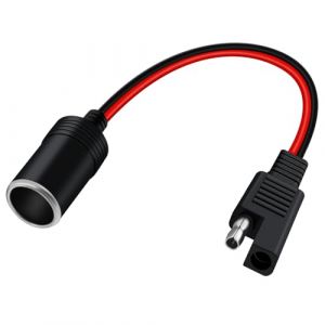 HuaLiSiJi SAE vers Prise Allume Cigare Femelle 12V 24V Connecteur SAE Allume Cigare 14 AWG SAE C&acirc;ble Allume Cigare, pour Moto, M&eacute;langeur, Chargeur Solaire (1m) (HuaLiSiJi, neuf)