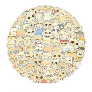 IEBTAWN 100 Pi&egrave;ces Stickers, Chat De Dessin Anim&eacute; Mignon Et Dr&ocirc;le, Autocollant Stickers Ordinateur Portable Pour Pc, Skateboard, Guitare, Bouteille D'Eau, Velo, Casque Etc (WANG HE DE DIAN, neuf)