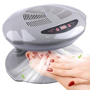 Kalolary Lampe à ongles, 400W Air Nail Dryer Nail Fan Sèche-Cheveux pour Les Mains et Les Pieds Vernis à Ongles Capteur Automatique Warm Cool Breeze Utilisation à la Maison et au Salon (Gris) (EU-Pangood, neuf)