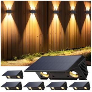 IIRARA Applique Solaire Ext&eacute;rieur, Nouvelle G&eacute;n&eacute;ration 2025 Haut & Bas Applique Murale Solaire Blanc Chaud 1500mAh Lampe Solaire Murale Ext&eacute;rieur IP67 &Eacute;tanche 6 Articles 100 Lumens pour Cl&ocirc;ture Jardin (Yaji Co. Limited, neuf)