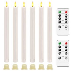 AiiBowy Bougies LED [6 PCS] Bougie Decorative, Sans flamme, En V&eacute;ritable Cire, T&eacute;l&eacute;commande, Bougies d'ext&eacute;rieur, Flamme vacillante, Minuterie de contr&ocirc;le D&eacute;coration D'ambiance Int&eacute;rieure No&euml;l - Blanc (HuuFan Shop, neuf)