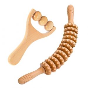 2 Pi&egrave;ces Masseur Anti-Cellulite en Bois, Rouleau Massage Anti Cellulite, Rouleau de Massage Cuisse, Rouleau Masseur Courb&eacute;, Favorise la Circulation Corporelle, D&eacute;tend et Soulage les Muscles (Lhshgfr, neuf)
