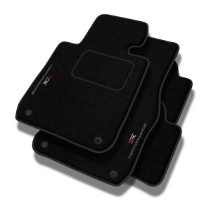 Performance Tapis de Sol personnalisés en Velours Tapis Voiture destiné à BMW Serie 4 F36 2014-2021 - Standard, Perforé, Blanc-Rouge-Gris -Broderie CNC précise, Passepoil perforé Design, Tapis de Sol (MOTOS EU, neuf)