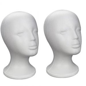 Pavsicgn Tete Polystyrene Pour Mannequin 2PCS, Porte Tete Perruque, T&ecirc;te De Mod&egrave;le Portable, Pr&eacute;sentoir De Casque Pour &Eacute;couteurs, Foulards, Bijoux (lushanjianzhi, neuf)