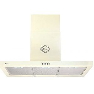 GURARI GCH F 461 BG 9 N Hotte murale, 90 cm, cr&egrave;me, avec tuyau, tr&egrave;s absorbante, moteur de 1000 m&sup3;/h, montage mural, mode recyclage ou &eacute;vacuation d'air (elektroniks-home, neuf)