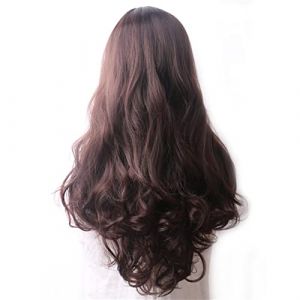 Perruques Wavy Cheveux Synthetic Wig Long Blue Cosplay Perruques for Femmes Couleur Rouge Rose Rose Blonde Purple Brun Vert Black Bourgogne pour Une fête Quotidienne (Color : Bruin, Size : 28inches (YangJiangJiangChengHuoLunDianZiShangWuShangHang, neuf)