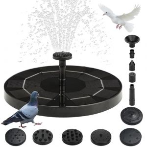 Fancysky Fontaine Solaire, 16 cm Fontaine Solaire Exterieure, 1.5W Pompe Solaire Bassin, avec 8 Buses, pour étang de Jardin, Fontaine, Bain d'oiseaux, Récipient à Poissons (A) (JINMID, neuf)