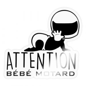 Spreadshirt Attention Bébé Motard Autocollant/Sticker, 10 x 10 cm, brillant transparent (Spreadshirt France, neuf)