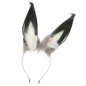 CLISPEED Bandeau Oreilles de Lapin Peluche Doux Serre-t&ecirc;te Cosplay Lapin Noir Blanc Gris Accessoire D&eacute;guisement Carnaval P&acirc;ques et Confortable (Yeahzl, neuf)