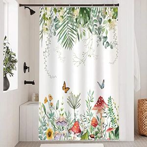Uiiooazy Rideau Douche 120x200cm, Rideau Douche Anti Moisissure Vert Tropicale Feuilles d'eucalyptus Palmier Champignon Rideaux de Baignoire Tissu Lavable Imperm&eacute;able Rideaux de Bain avec 8 Crochets (dongguibinjingpinxiaodianpu, neuf)