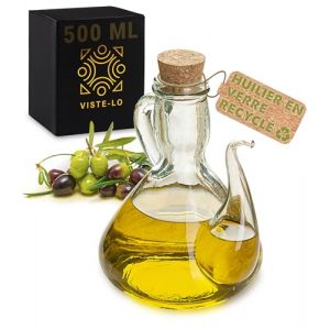Huilier en Verre pour Huile d'olive | Distributeur Huile d'olive | Bouteille Recipient pour huiles vinaigre | Bouteille Huile Olive Bec verseur Huile d'olive vinaigrier cuisine (500 ML) (VISTE-LO, neuf)