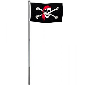 BRUBAKER M&acirc;t de Drapeau en Aluminium - Hauteur 6 m - Drapeau Pirate (avec Foulard) 150 x 90 cm Inclus - Kit Complet avec Fourreau de Fixation (BRUBAKER (Der Schnellversender!), neuf)