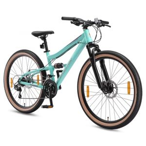 BIKESTAR VTT V&eacute;lo Tout Terrain, Frein &agrave; Disque, 21 Vitesses Shimano, 26 Pouces | Mountainbike Tout Suspendu Integral Cadre 15 Pouces | Menthe (Star-Trademarks (Concessionnaire Europ&eacute;en), neuf)