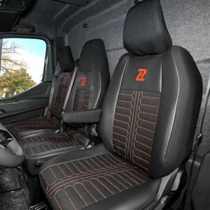 LUCARO Housse Siege Voiture Tornado pour Renault Master 4, Nissan Interstar 3 Orange Dossier et Assise Divis&eacute;s - Housse de Siege Voiture Tissu Durable et Confortable et Similicuir (SABA SP. Z O.O., neuf)