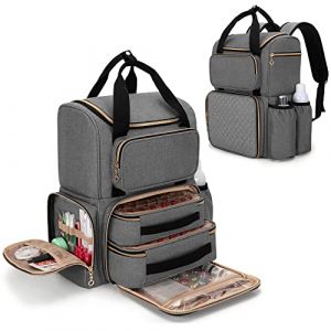 Luxja Sac pour Rangement Vernis à Ongle (Version Sac à Dos) pour 70 Bouteilles et Une Lampe à Ongles, Étui pour Vernis à Ongles avec 2 Sacs Amovibles, Range Vernis a Ongles (Sac Seulement), Gris (SILIDE EU, neuf)
