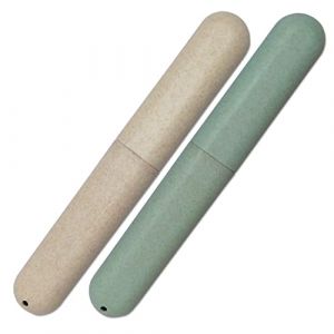 Dental Aesthetics Lot de 2 étuis à brosse à dents en paille de blé écologique, vert/blanc, Étui pour brosse à (Dental Aesthetics Dental Supplies, neuf)