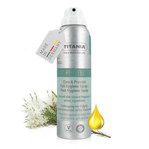 TITANIA® Spray pour les pieds 150 ml - Protection préventive contre le pied d'athlète, rafraîchit et soin, absorbe l'humidité - Vegan, formule sans microplastiques, avec huiles essentielles (TITANIA Shop, neuf)