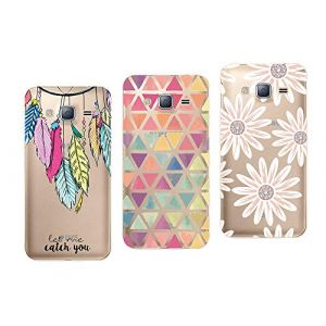 NOVAGO Compatible avec Samsung J3 2016 (J320) Coque Souple Transparente et r&eacute;sistante Anti Choc avec Impression de qualit&eacute; (3 Coques, Multicolore 7) (NOVAGO-Vendeur PRO fran&ccedil;ais, neuf)