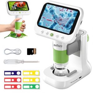 OUTACT Microscope Num&eacute;rique pour Enfants, 4,3 IPS Microscope Portable avec 8 Lumi&egrave;res LED, Zoom 1000x, Prend en Charge Les Fonctions Photo et Vid&eacute;o, Cadeau d'anniversaire &Eacute;ducation Scientifique (QUANTARA, neuf)