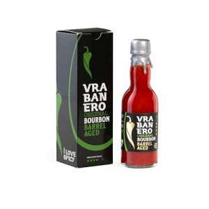 I LOVE SPICY Vrabanero Original Bourbon 100ml &ndash; Sauce Piquante avec 80 % de Piments Ferment&eacute;s &ndash; Vieillie en F&ucirc;t de Bourbon &ndash; Intensit&eacute; 4/5 &ndash; &Eacute;dition Gourmet Limit&eacute;e (xportxpert, neuf)