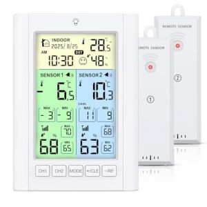 Ankilo Thermom&egrave;tre de cong&eacute;lateur sans fil avec alarme, thermom&egrave;tre num&eacute;rique, r&eacute;tro&eacute;clairage, rechargeable, enregistrement MAX/MIN, thermom&egrave;tre de r&eacute;frig&eacute;rateur pour cuisine (Shimai Shop, neuf)