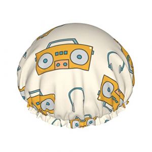 Radio musique bonnets de bain pour enfants bonnet de cheveux bonnets de douche réutilisables doux et élastique bonnet de cheveux de douche pour cheveux longs cheveux courts cheveux bouclés (2MACAXN9K15, neuf)