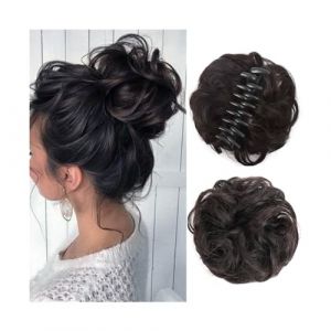 Postiches Cheveux Chignon Postiche synthétique à pince for Chignon salissant, postiche ondulée et bouclée, Extensions de queue de cheval, chouchou for femmes Postiche Chignon(4) (humeiouzhou2024, neuf)
