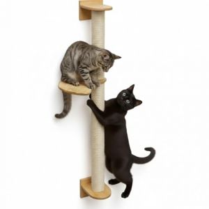 eyepower 102 cm Arbre &agrave; Chat Mural Luna avec 1 Plateau Bois - Poteau &agrave; Griffer en Sisal avec Fixation Murale - Griffoir Bambou pour Chats d&rsquo;Int&eacute;rieur - &Eacute;l&eacute;ment d&rsquo;Escalade pour Griffer - Mur Grimper (einspreis, neuf)