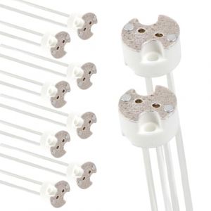 Douille GU5.3 MR16 C&eacute;ramique 12V, Douille GU5.3 G4 GU4 G6.35 avec Silicon C&acirc;ble 14 CM, Support Ampoule pour Spot LED Halog&egrave;ne, 10 Pi&egrave;ces (KangBinHuiStore, neuf)