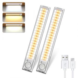 DFGOTOP 160LED Lampe Led Détecteur de Mouvement Interieur Sans Fil, Lampe Placard Nuit Rechargeable USB, Veilleuse Enfant Baladeuse de Secours pour Armoire Escalier Garage Cuisine (22CM-80LED-2PCS) (LIASHUO, neuf)