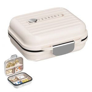 SULIUDAJI 1 Pièce Pilulier de Voyage,Mini Pilulier Voyage 7 Compartiments, Petit Pilulier Portable pour sac à Main, Médicaments, Vitamines, Beige (UAB WSVLKE LT, neuf)