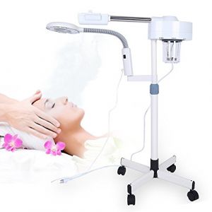 Wakects 2 en 1 Vapeur Facial 5X 5 Fois Lampe Loupe Pivoté à 360 Degrés Esthetique sur Pied Machine Vapeur à Visage pour Salon de Beauté Soin de Visage (Vivilan, neuf)