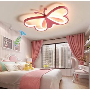 Plafonnier LED Chambre d’enfant Moderne Luminaire Garçons Filles Chambre à Coucher Dimmable Lustre Cœur Pour Salle à Manger Cuisine Petit salon Lampe Suspendue (Papillon Rose) (FYDJXS, neuf)
