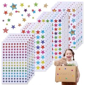GHPKOTW Gommettes Étoiles Autocollantes, Étoiles Dorées et Argentées, Autocollants de Récompense pour Enfants, Étudiants et Enseignants, DIY Scrapbooking (1445 Pièces/20 Feuilles) (ZBr4469, neuf)