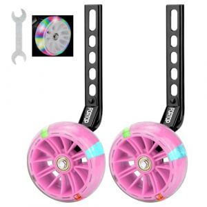 FORTOP Roues de formation pour vélo, paire de roues arrière robustes avec kit stabilisateur monté pour vélos enfants garçons et filles de vélo à vitesses simples avec tailles de 12-20 pouces (Rose) (Beyonda Store, neuf)
