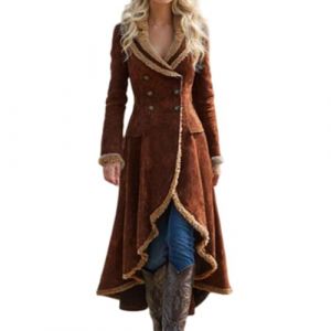 Duohropke Manteau d'hiver long pour femme - Veste d'hiver chaude doublée - Veste polaire - Manteau en cuir - Manteau d'hiver épais - Trench épais - Col rabattu - Peluche - Manteau en fourrure (PANGCON, neuf)