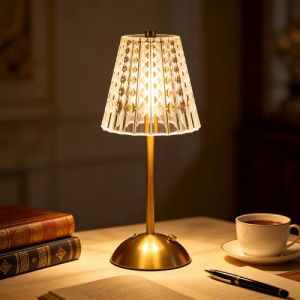 Wxeadu Table Tactile Lampe Sans Fil,Petite Lampe de Table en Cristal, 800mAh 3 Couleurs R&eacute;tro Lampe de Table, lampe de table rechargeable pour Chambre Salle &agrave; Manger Cuisine Bar D&eacute;coration D'int&eacute;rieur (HanChengEnuk, neuf)