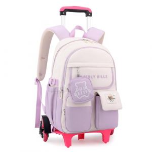 IvyH Sac à Dos à Roulettes pour Enfants, Cartable a Roulettes fille Primaire Sac D'école 6 Roues Chariot pour Garçons Filles (Violet) (IvyH, neuf)