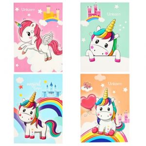 OFFCUP Journal Intime Fille, 4pcs Carnets de Licorne A5 Bloc-Notes Papier Lign&eacute; Agenda Secret Ensemble de Papeterie Cadeaux de Licorn&eacute; Fournitures Scolaire pour Fille 4-11 Ans (HOOCHE, neuf)