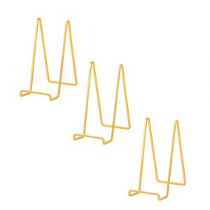 Chevalet Support Presentoir Porte Assiette - Or Metal Support Assiette Decorative - Support Cadre Photo de Table - Pr&eacute;sentoir de Fer pour Plaque | Livre Cuisine | Carte Postale | CD | Art - 20,5 cm (DIDUDIDU, neuf)