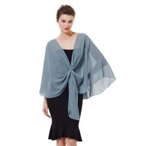 BEAUTELICATE Femme Étole Châle en Mousseline De Soie Elégant Foulard Écharpe Cape Transparent Grande Taille pour Robe De Soirée Mariée Mariage Cérémonie D'été(Taille Unique, Bleu Brume) (BEAUTELICATE-FR, neuf)