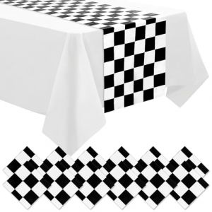 DEMIUKO 12 Pcs Chemin de Table Noir et Blanc Table de Fête à Damier Chemin de Table en Carreaux Nappes Moderne Chemin de Table de Noël pour la Maison Cuisine Fêtes d'anniversaire des Enfants Décor (DUYUNBIAN, neuf)