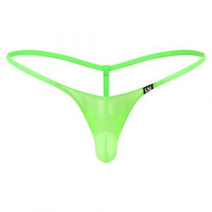 Oyolan Homme String Ficelle Sexy Transparent Mini Bikini Thong Jockstrap Gay Slip sous-vêtement Tanga G-String M-XXL Vert M (Oyolan EU, neuf)