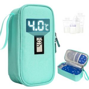 YOUSHARES Sac Isotherme Lait Maternel avec Poches de Gel, Glaci&egrave;re Lait Maternel Biberon avec Affichage de la Temp&eacute;rature pour Voyages Conservation Lait Maternel（Vert） (Heartorigin-FR Direct, neuf)