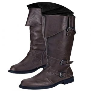 Generisch Bottines m&eacute;di&eacute;vales pour homme - Style steampunk - Pour les f&ecirc;tes costum&eacute;es - Bottes en cuir - Bottes d'&eacute;quitation courtes - Style vintage - Pour cosplay, marron, 43 EU (RenPeng, neuf)