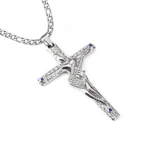 AFSTALR Croix de Johnny Hallyday Pendentif en Acier Inoxydable Argent Johnny Guitare Rocker Collier Femme Homme (AFSTALR, neuf)