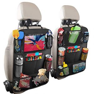 Lot de 2 Housses de Siège de Voiture, Organisateur de Siège Arrière pour Enfants, Compartiment pour Ipad/Tablette, Protection Arrière de Tapis, Imperméable (Noir) (MKO E-COMMERCE, neuf)