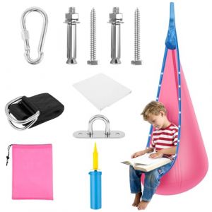 Niche suspendue pour enfant - Si&egrave;ge &agrave; bascule avec LED - 16 changements de couleur - 7 modes clignotants - Balan&ccedil;oire suspendue portable avec coussin gonflable - Sac - Fauteuil &agrave; bascule sensoriel (WUHUANM, neuf)